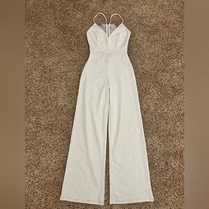 Joe & Elle White Lace-Trim Jumpsuit